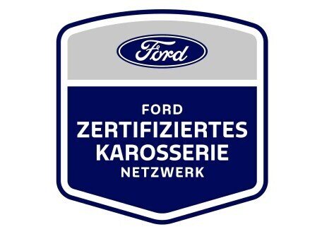 Logo des Ford zertifizierten Karosserie Netzwerks in Blau und Grau.